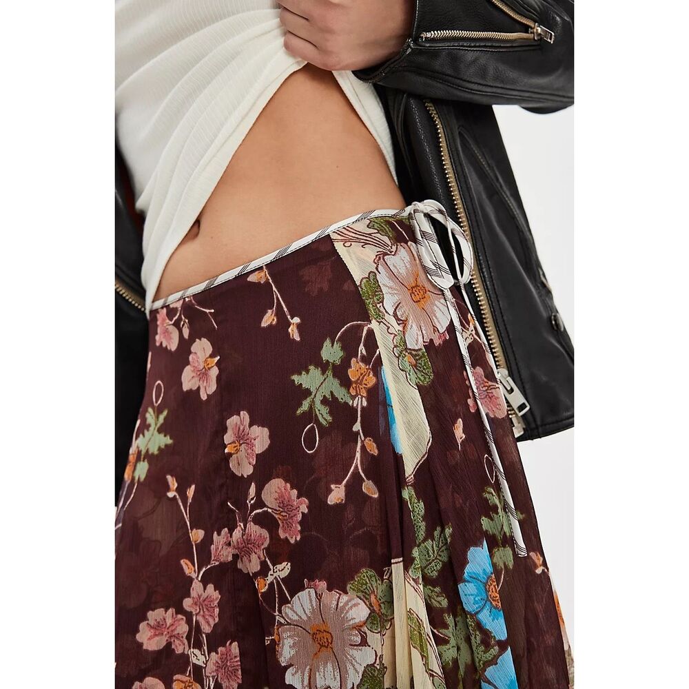 Free People Palermo Villa Chiffon Maxi Skirt Size S - Picture 3 of 9